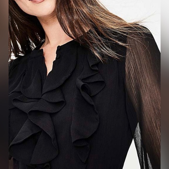 Boden Amalie Ruffle Notch-Neck Dress Black - Size 12 - Picture 2 of 8